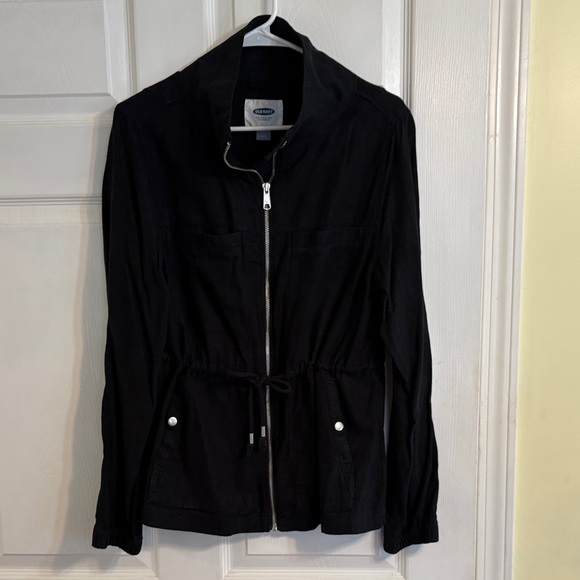 Old Navy Linen zip up utility jacket Black Size Medium - Picture 1 of 2